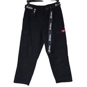 Dickies Girl Black Cargo Pants with Logo Belt Size 3 100% Cotton